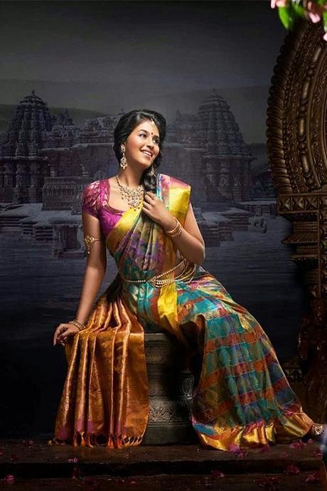 Engrossing Multi Colored Functionwear Lichi Soft Silk Sari SY 1112