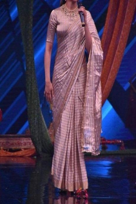 Admirable Light Cream Color Partywear Soft Silk Jacquard Sarees SY 1095