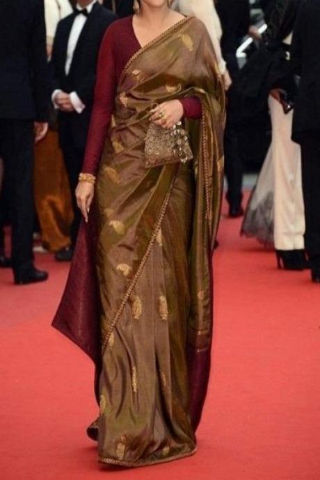 Adorning Attractive Coffee Color Pattu Soft Silk Shining Saree SY 1084