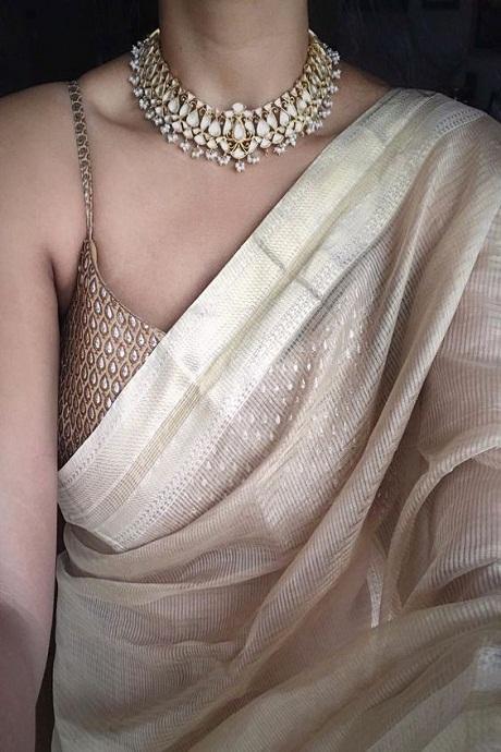 Admirable Off White Color Soft Khadi Cotton Sarees SY 917