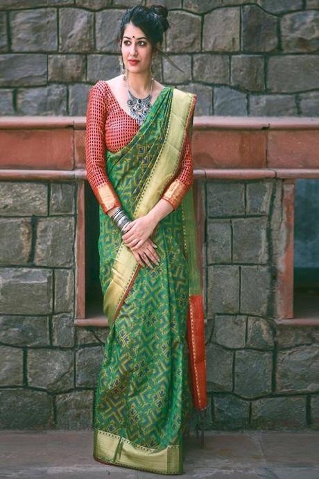 Brilliant Green Color Bandhani Pattern Soft Silk Designer Sari SY 1025