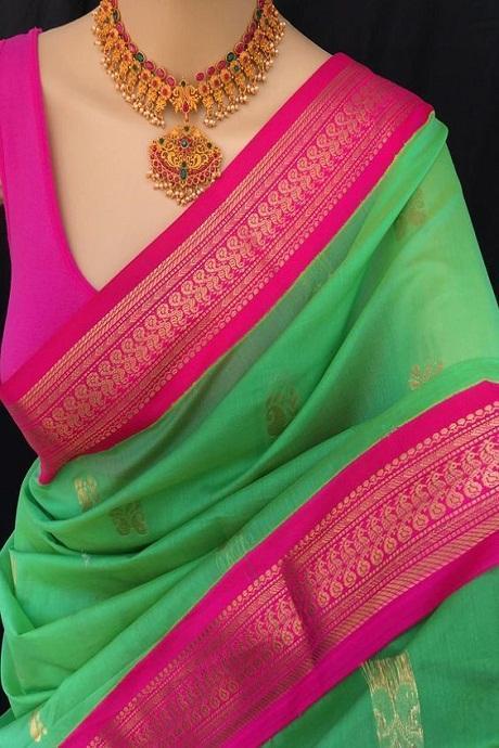 Admirable Parrot and Rani Color Soft Silk Multi Jacquard Sarees SY 911