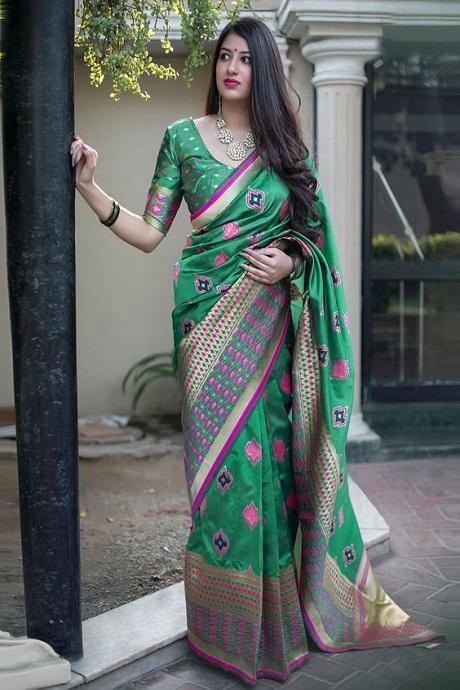 Audacious C Green Color Attractive Designer Silk Jacquard Saree SY 1043