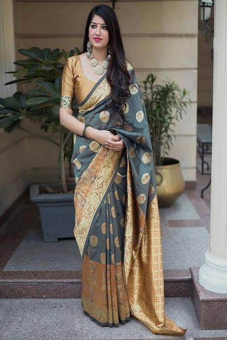 Amazing Grey N Golden Border Color Designer SOUTH CLUTURE SY 1059