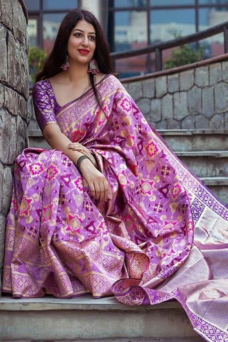 Appealing Light Purple Color Soft Silk Designer Sari SY 1055