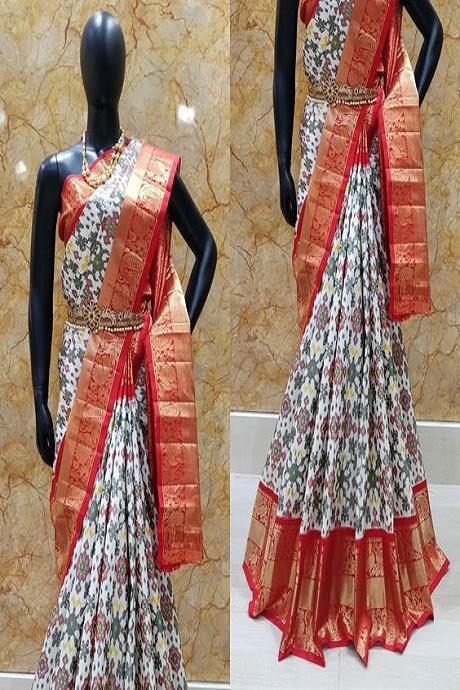 Stylish Off White And Red Color Soft Silk Sari SY 993