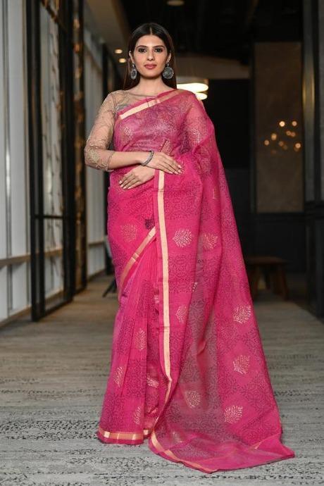 Adorning Pink Color Handloom Soft Cotton SOUTH CLUTURE SY 502