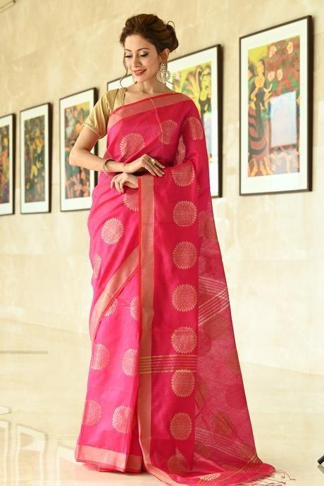 Adorning Red Color Handloom Soft Cotton Silk Saree SY 492