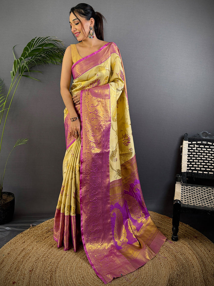 Festival Wear Beige Color Kanjivaram Silk Saree