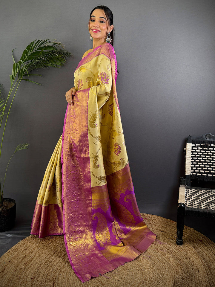 Festival Wear Beige Color Kanjivaram Silk Saree