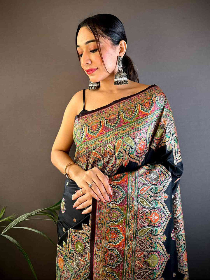 Festival Wear Black Color Kanjivaram Silk Saree