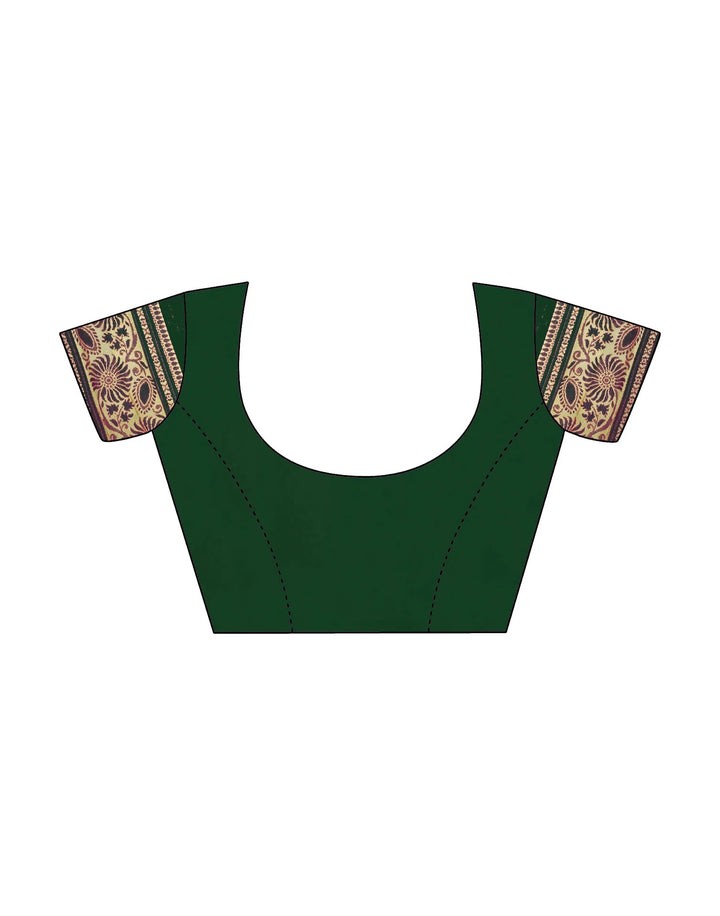 Festival Wear Dark Green Color Woven Banarasi Silk Saree