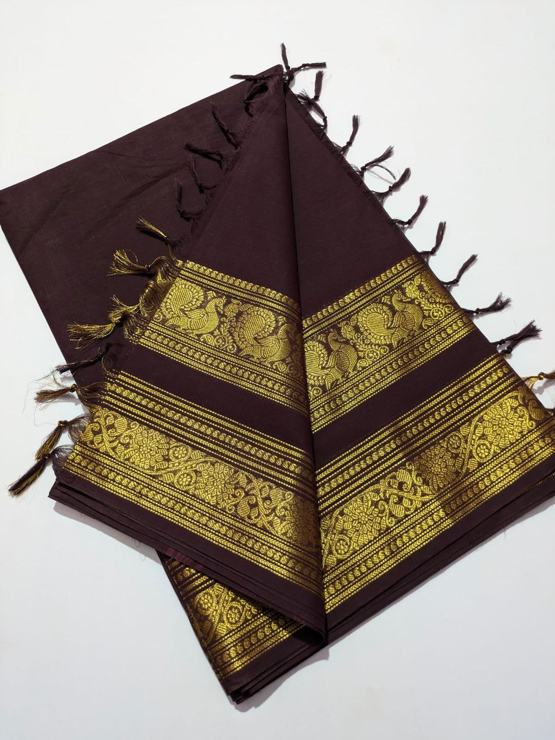 Festival Wear Dark Maroonish Brown Color Cotton Silk Saree