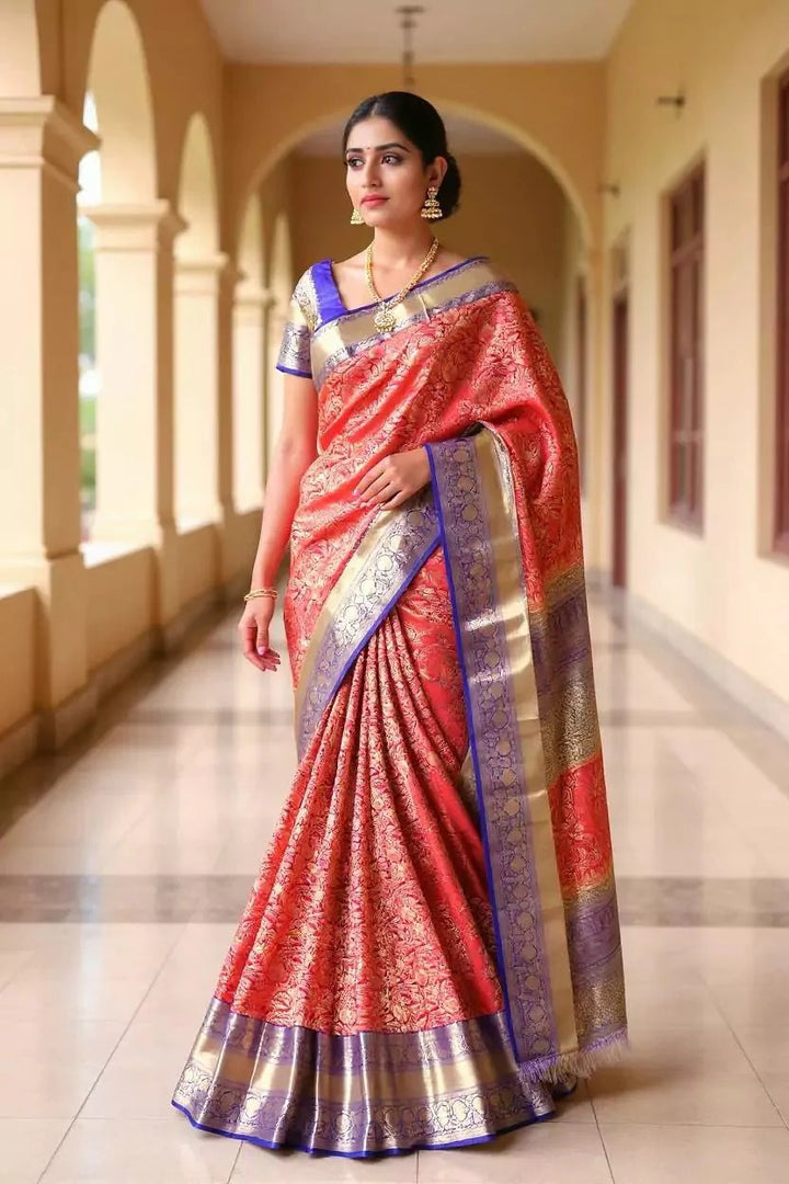 Festival Wear Dark Pink Color Banarasi Silk Saree
