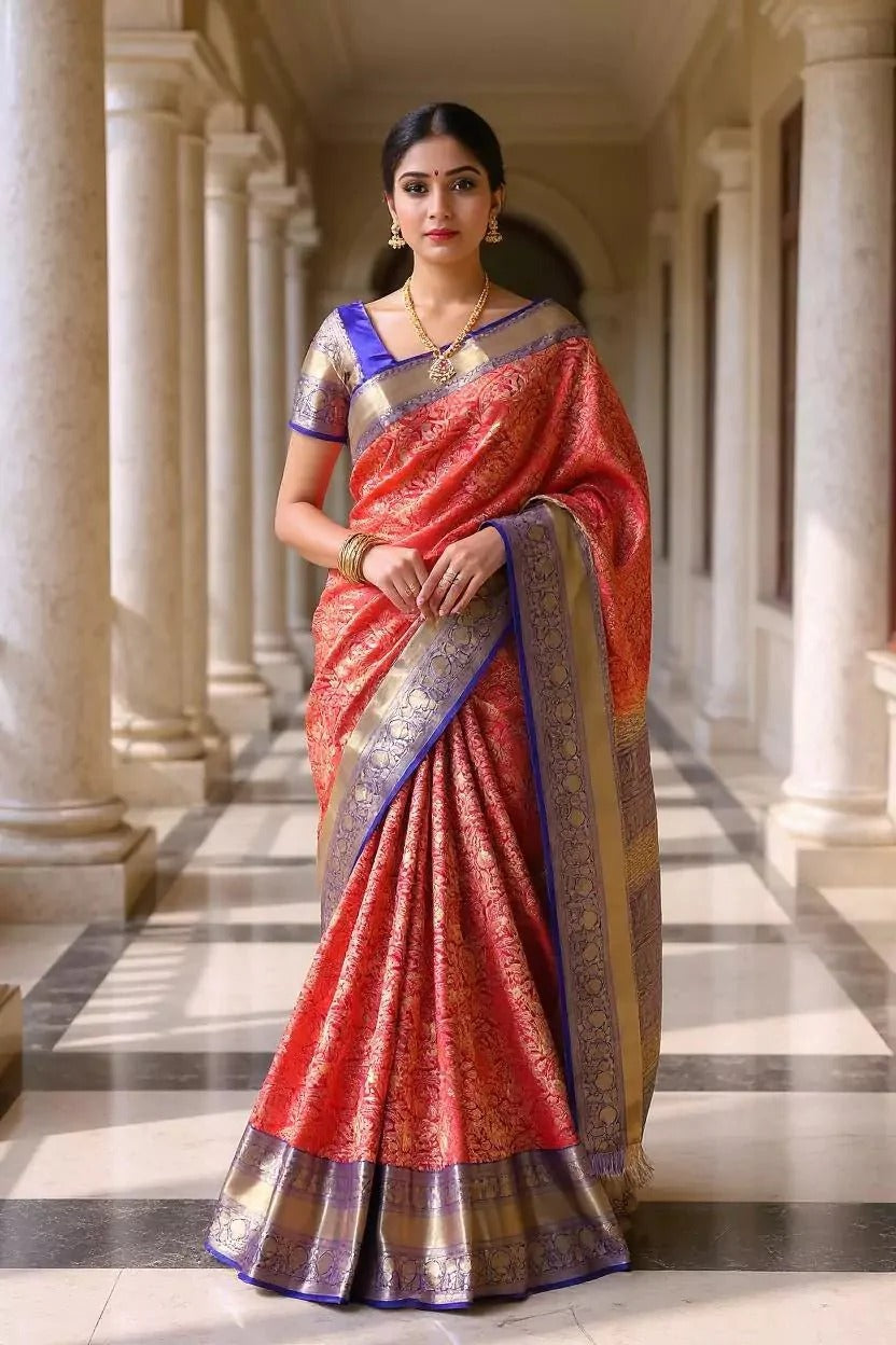 Festival Wear Dark Pink Color Banarasi Silk Saree