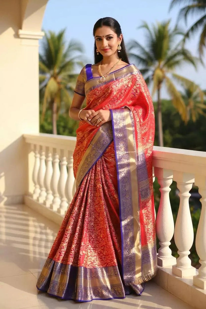 Festival Wear Dark Pink Color Banarasi Silk Saree