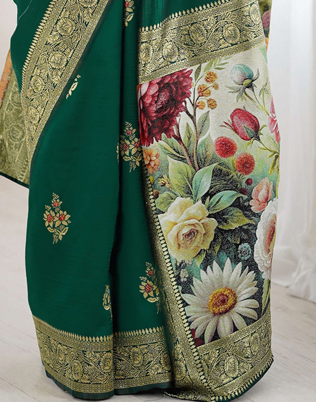 Festival Wear Green Color Banarasi Silk Woven Saree