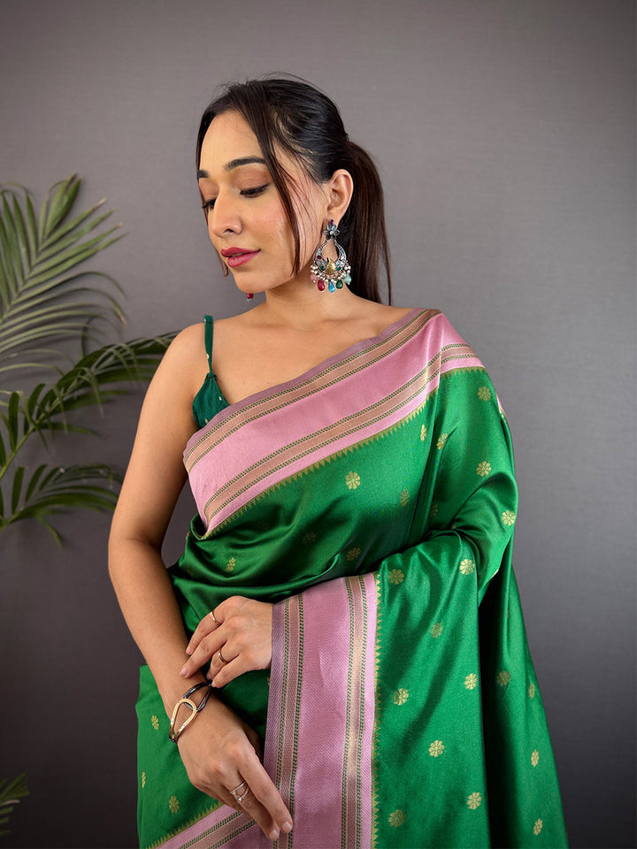 Festival Wear Green Color Kanjivarm Silk Saree