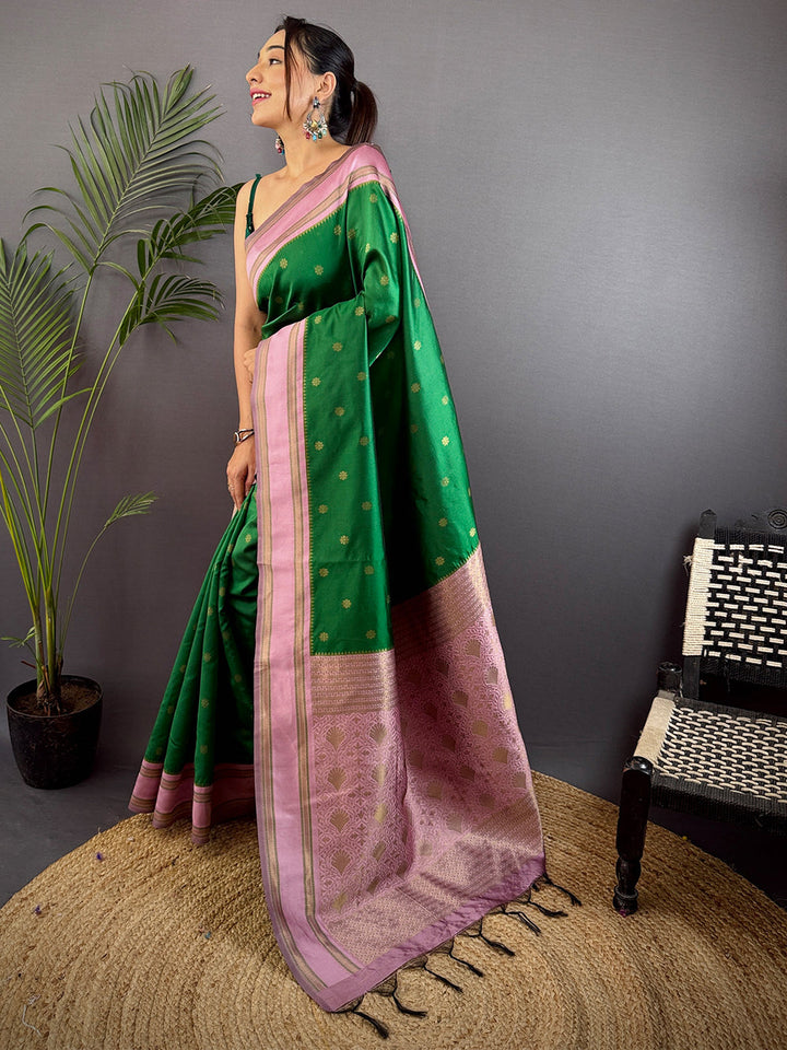 Festival Wear Green Color Kanjivarm Silk Saree