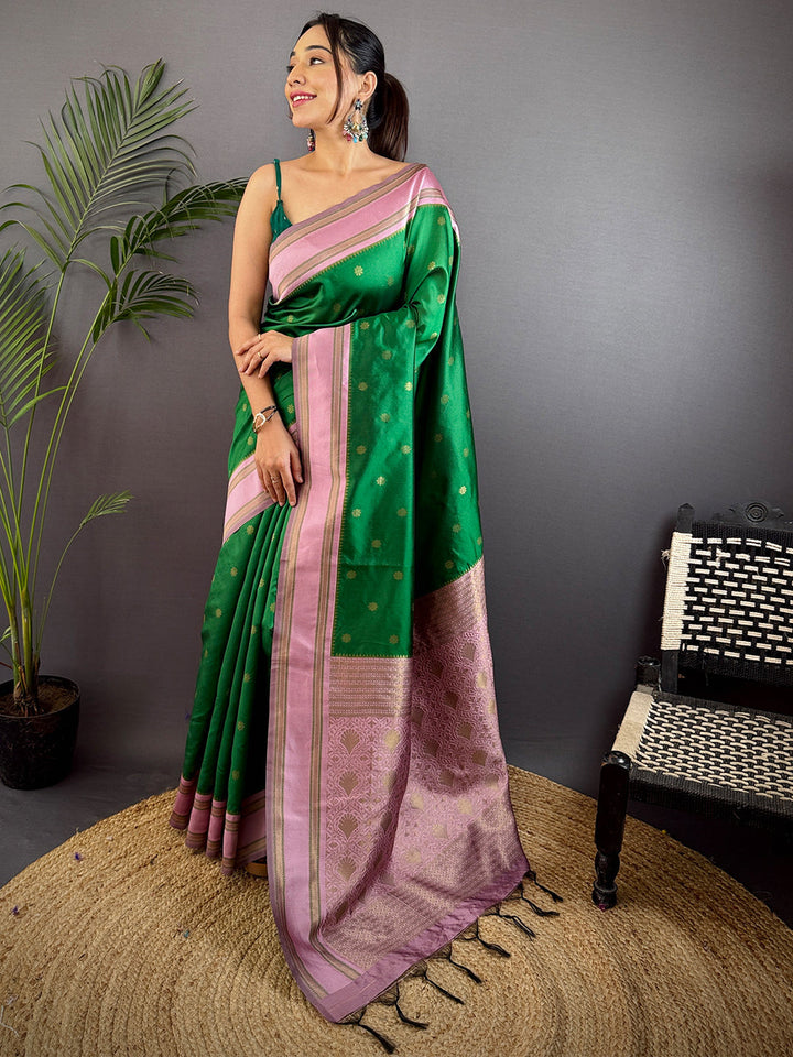 Festival Wear Green Color Kanjivarm Silk Saree
