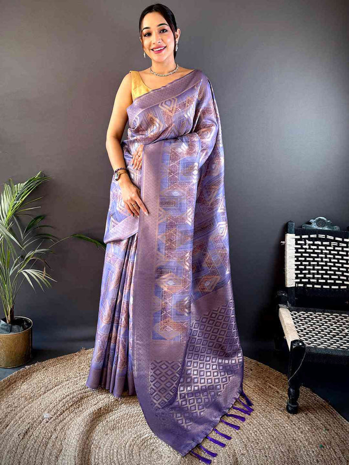 Festival Wear Lavender Color Banarasi Silk Saree
