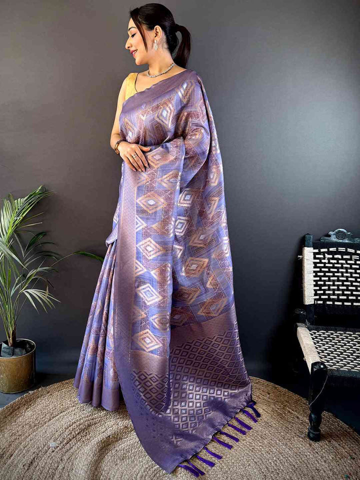 Festival Wear Lavender Color Banarasi Silk Saree