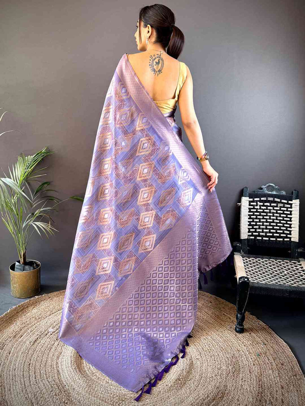 Festival Wear Lavender Color Banarasi Silk Saree