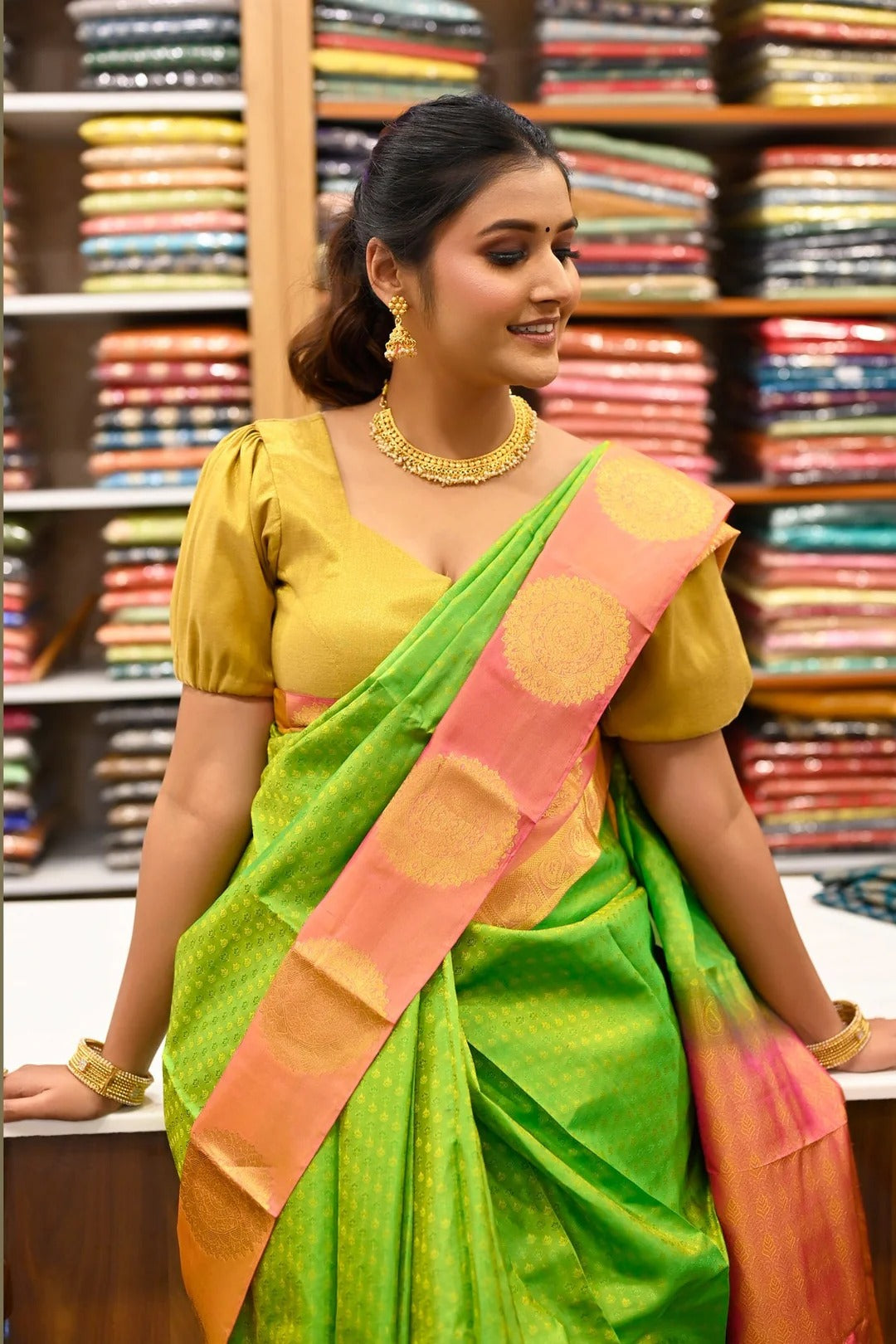Festival Wear Light Green Color Kanjivaram Saree With Jacquard work