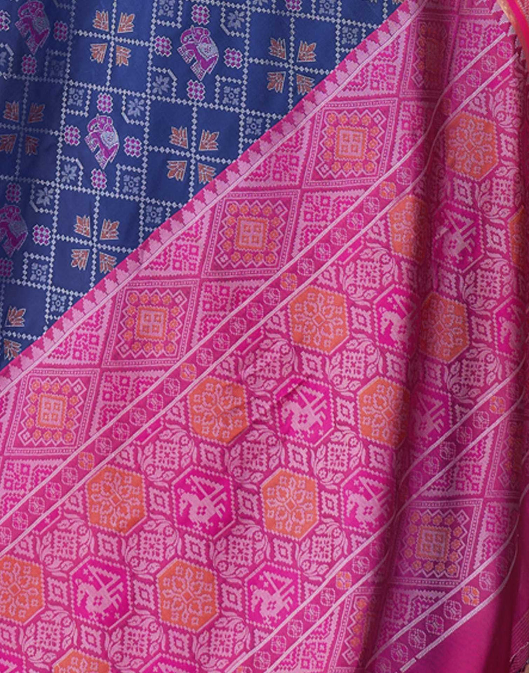 Festival Wear Navy Blue Color Banarasi Silk Woven Patola Saree