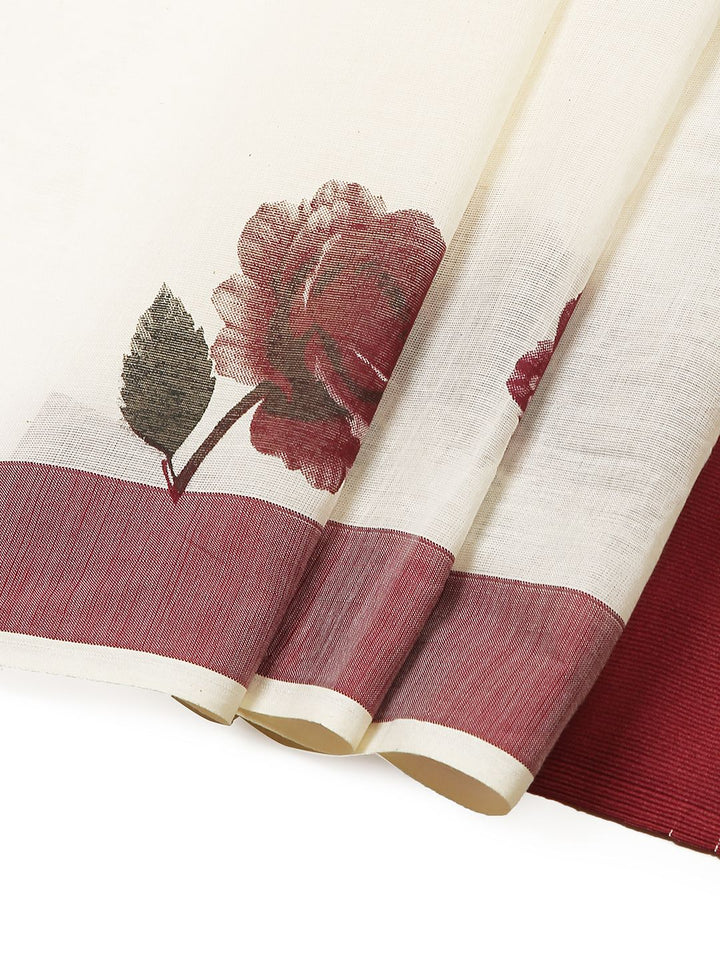 Festival Wear Off-White Color Cotton Silk Saree