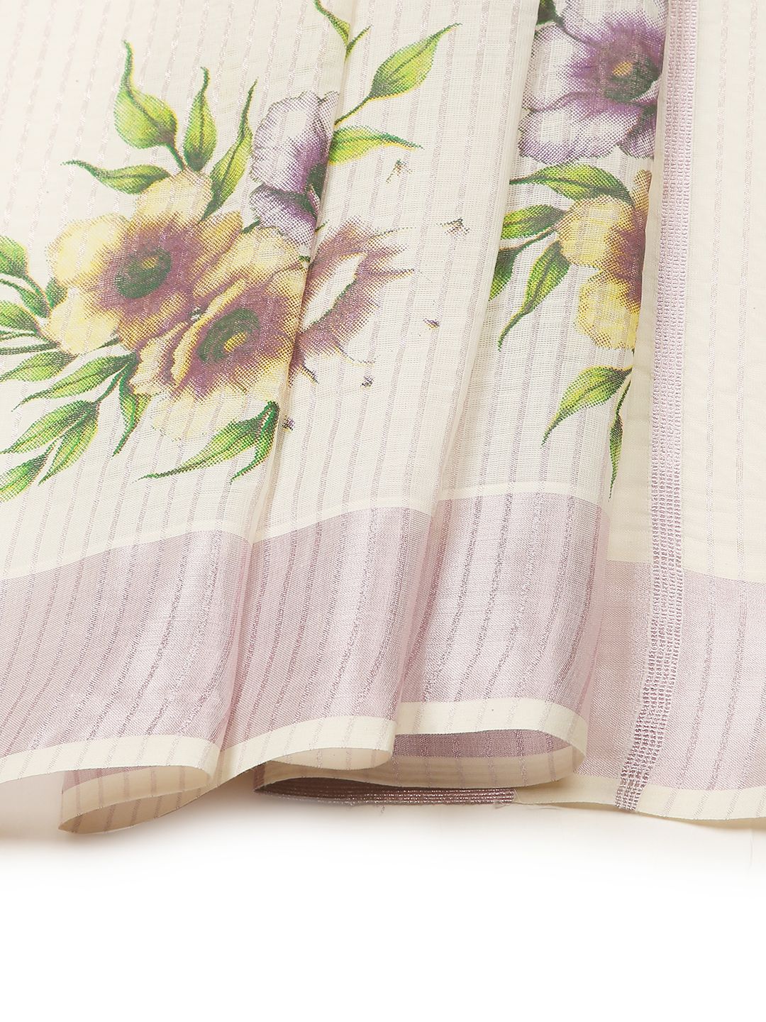 Festival Wear Off-White Color Cotton Silk Saree