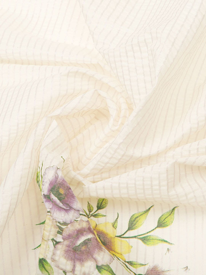 Festival Wear Off-White Color Cotton Silk Saree
