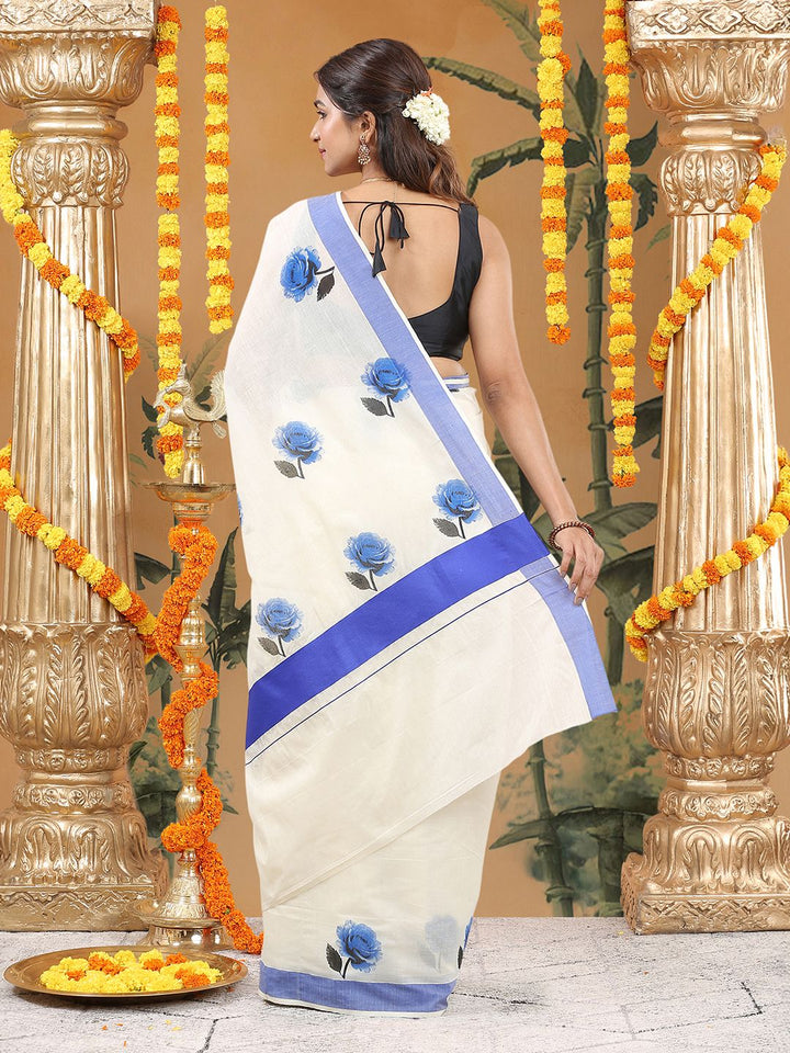 Festival Wear Off-White Color Cotton Silk Saree