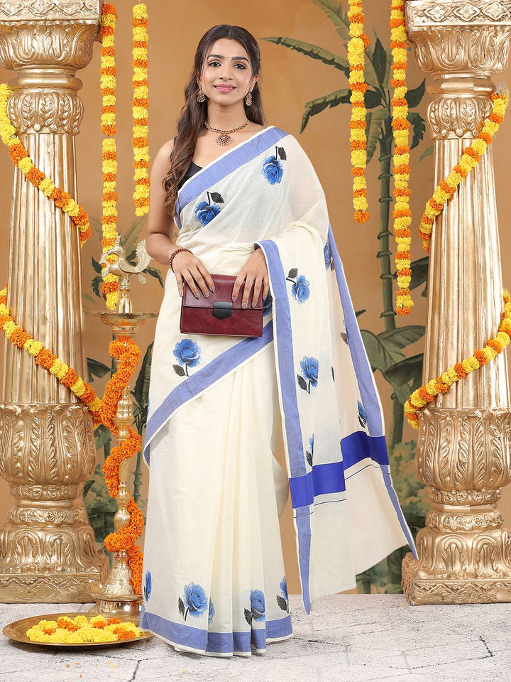 Festival Wear Off-White Color Cotton Silk Saree