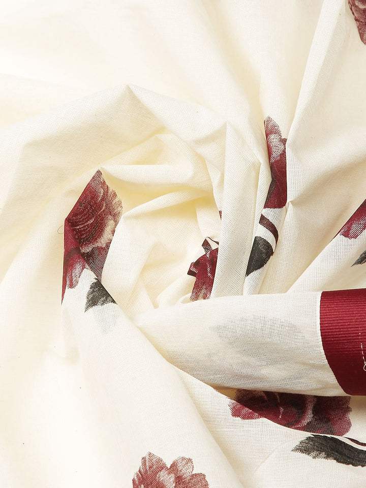 Festival Wear Off-White Color Cotton Silk Saree