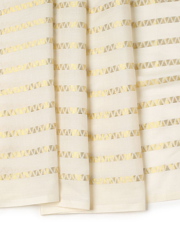 Festival Wear Off-White Color Cotton Soft Silk Saree