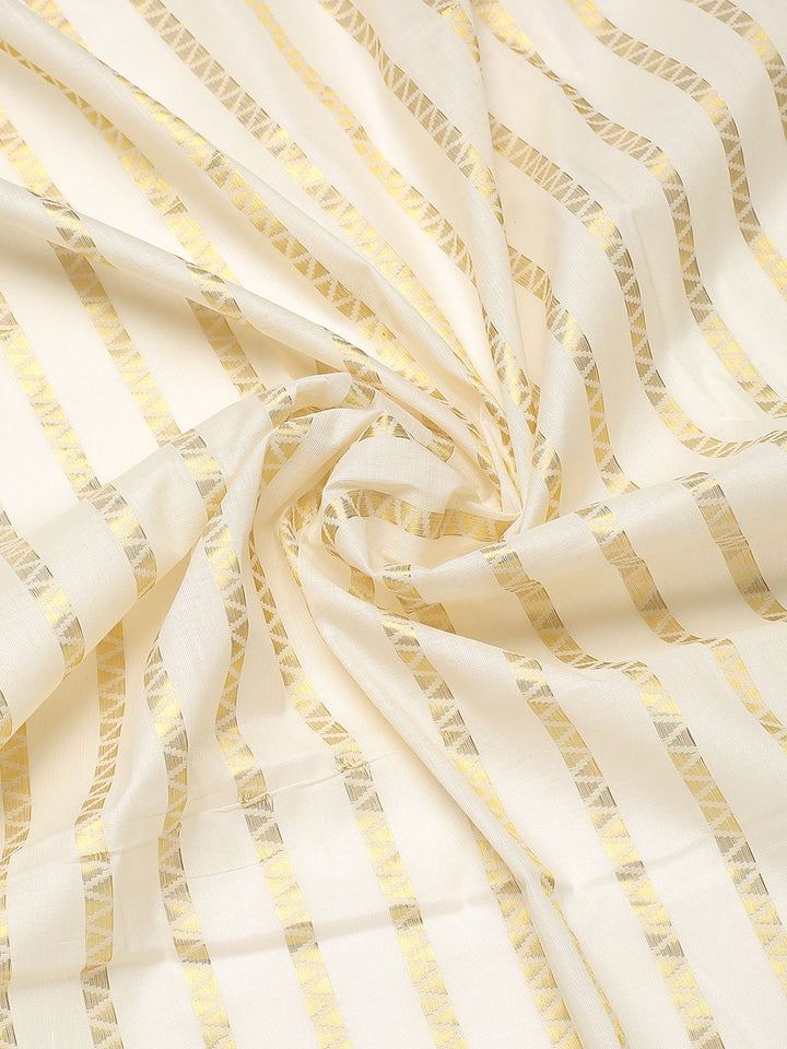 Festival Wear Off-White Color Cotton Soft Silk Saree