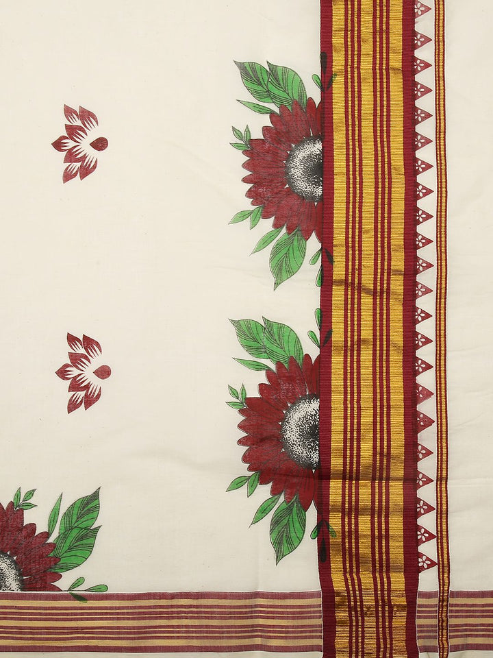 Festival Wear Off-White Color  Cotton Soft Silk Saree
