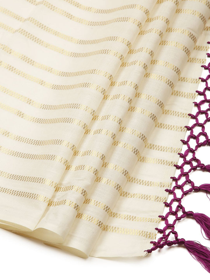 Festival Wear Off-White Color Cotton Soft Silk Saree