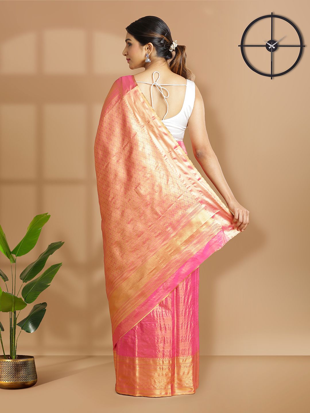 Festival Wear Pink Color Tissue Silk Saree