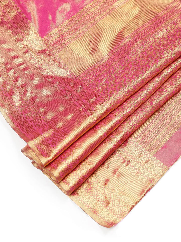 Festival Wear Pink Color Tissue Silk Saree