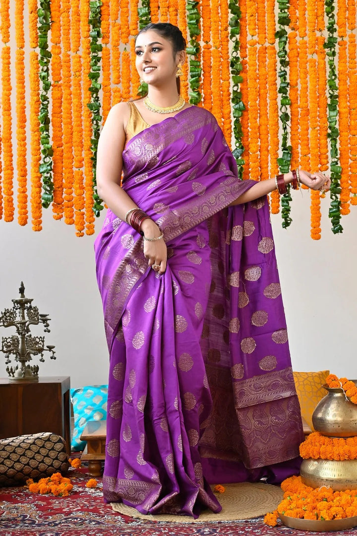 Festival Wear Purple Color Kanjivaram Silk Saree