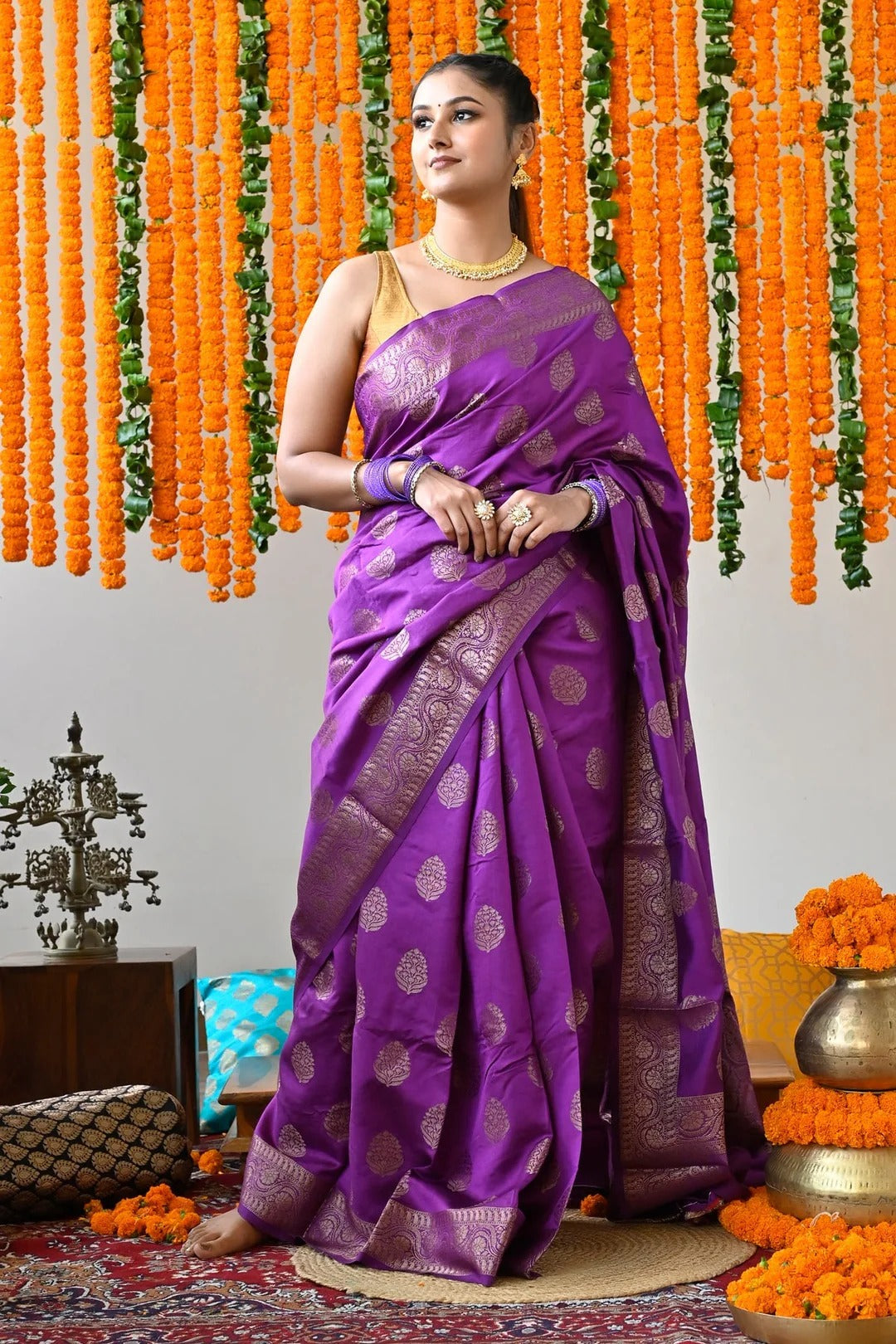 Festival Wear Purple Color Kanjivaram Silk Saree