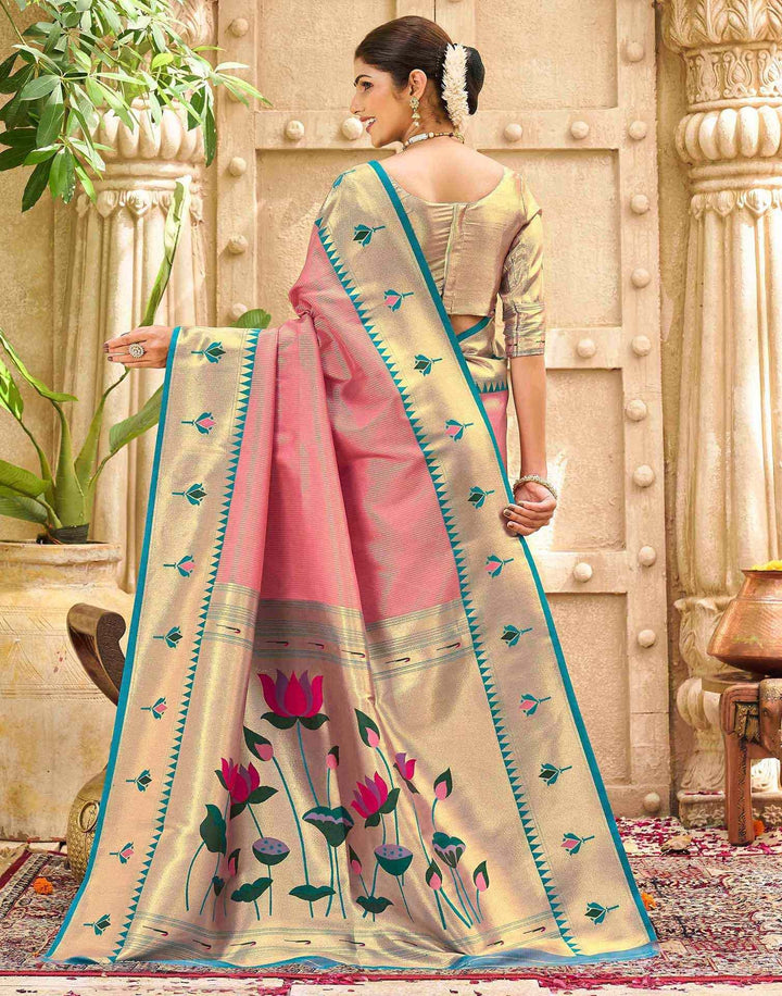 Festival Wear Rose Pink Color Banarasi Silk Saree