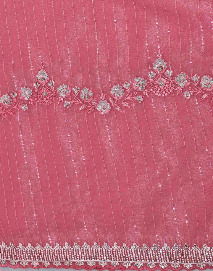 Festival Wear Rose Pink Color Linene Silk Saree