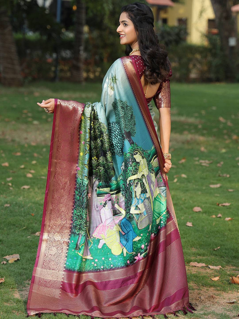Festival Wear Sky Blue Color Banarasi Silk Saree