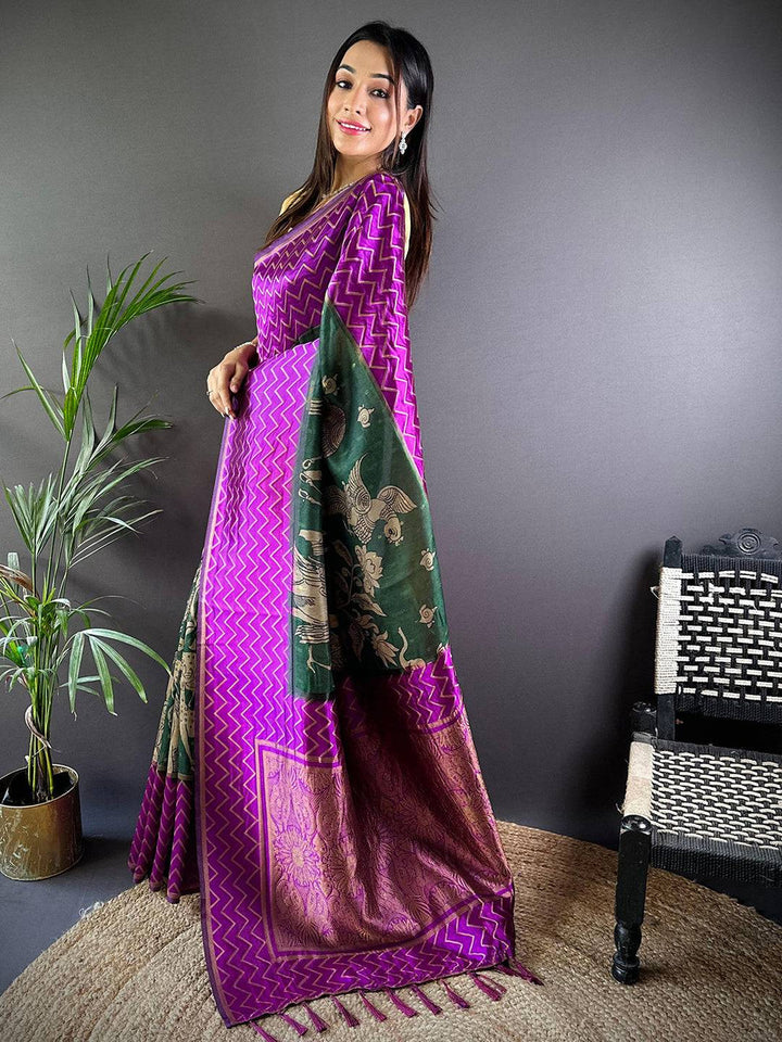 Festival Wear Wine Color Kamjivaram Soft Silk Saree