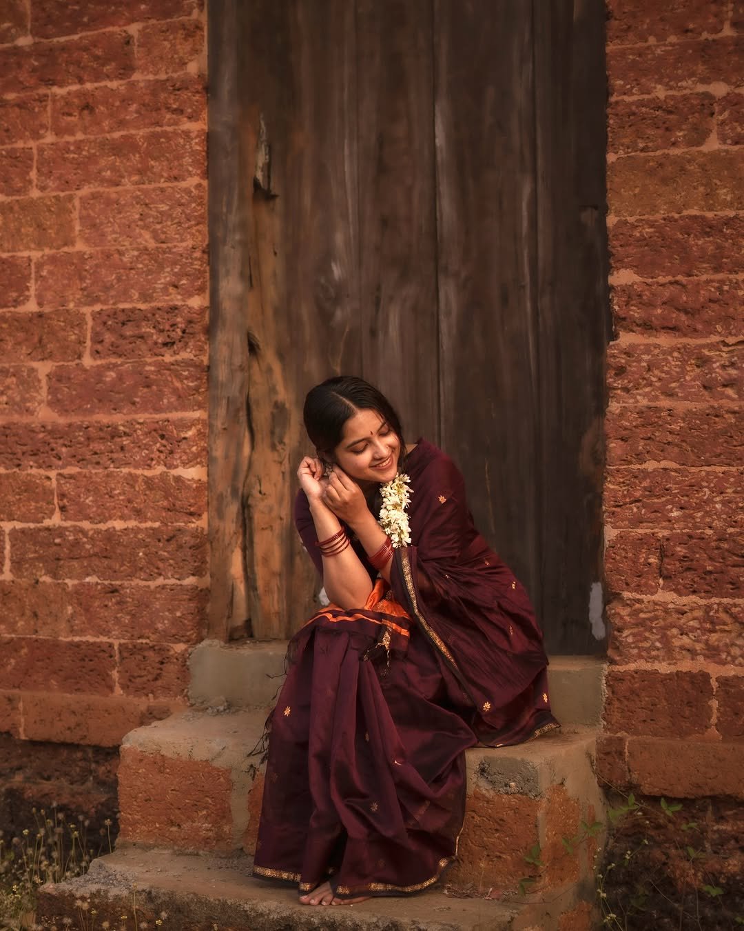 Festival Wear Wine Color Maheshwari SIlk Saree