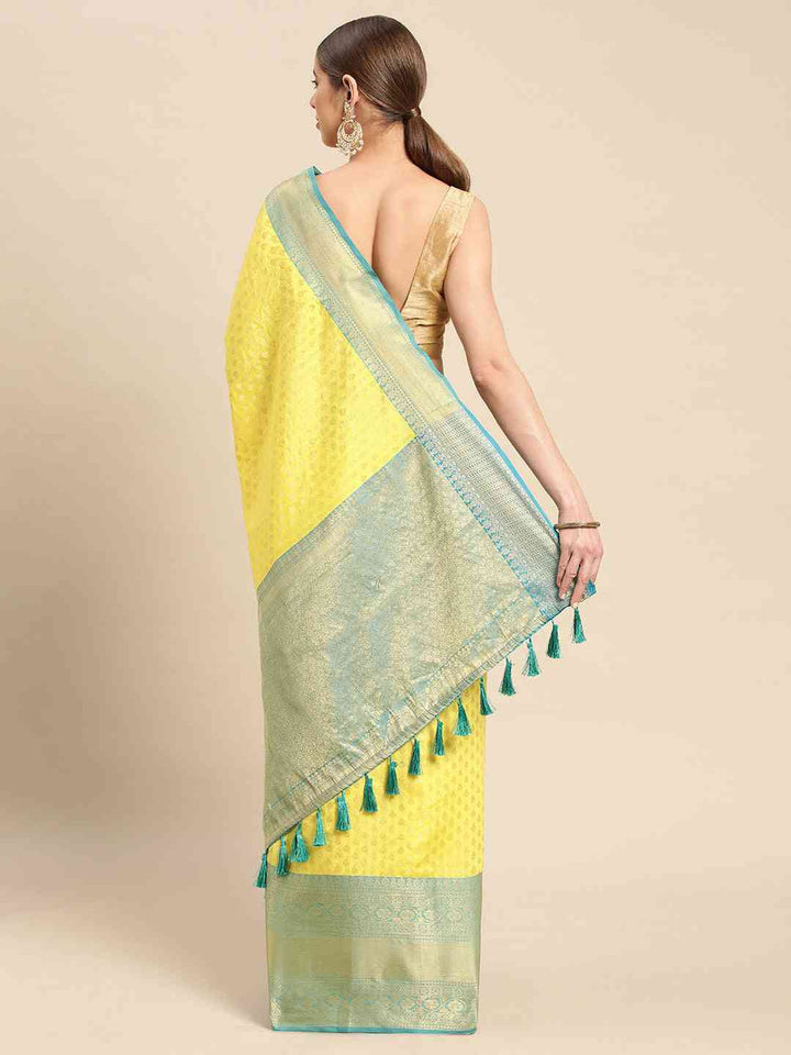 Festival Wear Yellow Color Banarasi Saree