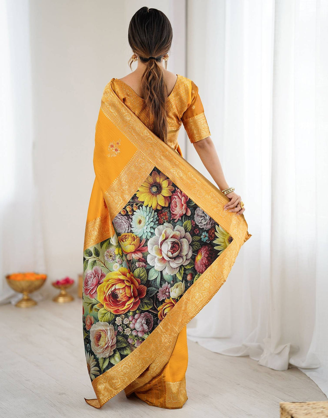 Festival Wear Yellow Color Banarasi Silk Woven Saree